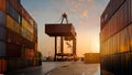 Containers at the port stand ready for global export, with a loader operating in the background. This bustling scene reflects the