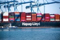 Containers on ship Hapag