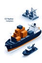 containers on a ship, continuous delivery & improvement. Agile software DevOps
