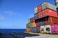 Containers stacked on deck