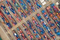 Containers warehouse and crane aerial top view in Thailand Royalty Free Stock Photo