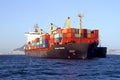 Containership Calais Trader anchored in Algeciras bay in Spain. Royalty Free Stock Photo