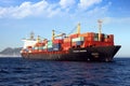 Containership Calais Trader anchored in Algeciras bay in Spain. Royalty Free Stock Photo