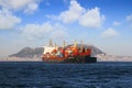 Containership Calais Trader anchored in Algeciras bay in Spain. Royalty Free Stock Photo