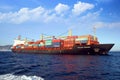 Containership Calais Trader anchored in Algeciras bay in Spain. Royalty Free Stock Photo