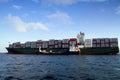 Containership AS MAGNOLIA abroaded to a tanker vessel. Royalty Free Stock Photo