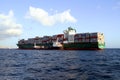 Containership AS MAGNOLIA abroaded to a tanker vessel. Royalty Free Stock Photo