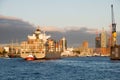 Containership in sunset Royalty Free Stock Photo