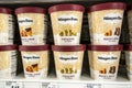 Containersof assorted Haagen Dazs brand ice cream flavors