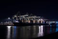 Containerterminal at night Royalty Free Stock Photo