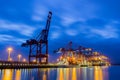 Containerterminal at twiligh Royalty Free Stock Photo