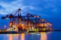 Containerterminal at twiligh Royalty Free Stock Photo