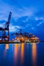 Containerterminal at twiligh Royalty Free Stock Photo