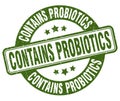 contains probiotics stamp. contains probiotics label. round grunge sign