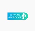 Contains probiotics vector label on white