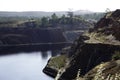 Contaminated pond lake of an old abandoned mining landscape