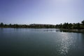 Contaminated pond lake of an old abandoned mining landscape for copper