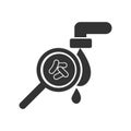 Contaminated water icon icon. Bacteria in water. Cholera. Magnifying glass. Cholera