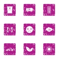 Contamination icons set, grunge style