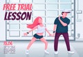 Contemp free trial lessons banner flat vector template
