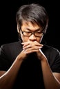 Contemplate Asian man Royalty Free Stock Photo