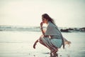 Contemplate in the comfort of the sea. an attractive young woman spending a day at the beach.