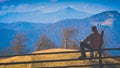 Contemplate the valley. Instagram stylisation Royalty Free Stock Photo