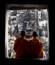 Contemplating Monk in Cambodia. Royalty Free Stock Photo