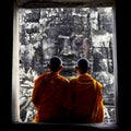 Contemplating Monk in Cambodia Culture Concept Royalty Free Stock Photo