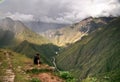 Contemplating the mountains of Machu Picchu, Cusco, Peru Royalty Free Stock Photo