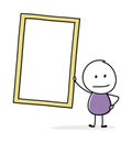 Contemplating stickman with empty board symbol. Vector