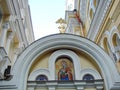 Masterpieces of religious art embodied in churches and cathedrals of Orthodox Odessa. Royalty Free Stock Photo