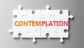 Contemplation complex like a puzzle - pictured as word Contemplation on a puzzle pieces to show that Contemplation can be