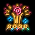 contemplation by people of fireworks neon glow icon illustration