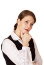 Contemplative business woman thinks about problem