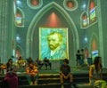 A Contemplative Crowd at the Immersive Van Gogh Experience in New Orleans