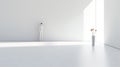 Contemplative Minimalism: A Large-scale Sculpted Room With A Mannequin And Vase