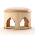 Contemplative Ottoman Style Stool 3d Model In Light Pink And Amber