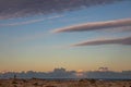 Colourful evening sky with unusual cloud formations