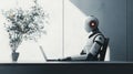 A Contemplative Robot in a Minimalist Environment Royalty Free Stock Photo
