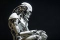 Contemplative Robot, Thoughtful Artificial Intelligence. AI generated