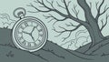 Pocket watch in a bare winter forest, serene and quiet time, vector design Generative AI Royalty Free Stock Photo