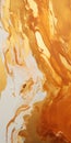 Contemporary Abstract Gold Liquid Splash On Orange Background