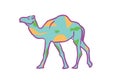 Contemporary abstract image of a one hump camel. Editable Clip Art. Royalty Free Stock Photo