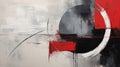 Modern Abstract Painting With Red, Black, And White Circles Royalty Free Stock Photo