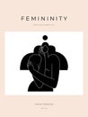Contemporary abstract poster. Nude female body, woman silhouette, minimalist modern graphic, feminine design. Femininity