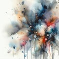 A contemporary abstract watercolor artwork with bold splatter