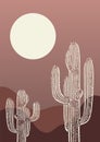 Contemporary aesthetic cactus in desert landscape poster.