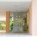 Contemporary apartment building entrance door, posh northern Athens suburbs, Greece. Royalty Free Stock Photo