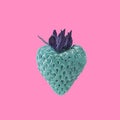 Blue strawberry with pink background